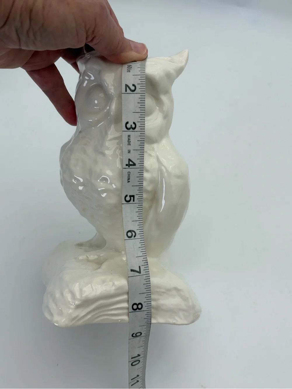 Vintage Ceramic Owl Vase - White Home Art Decor
